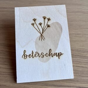 Houten wenskaart - Beterschap