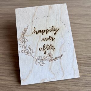 Houten wenskaart - Happily ever after
