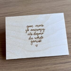 Houten wenskaart - Gemis