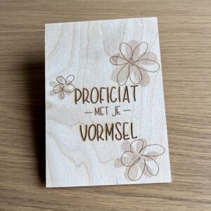 Houten wenskaart - Proficiat met je vormsel